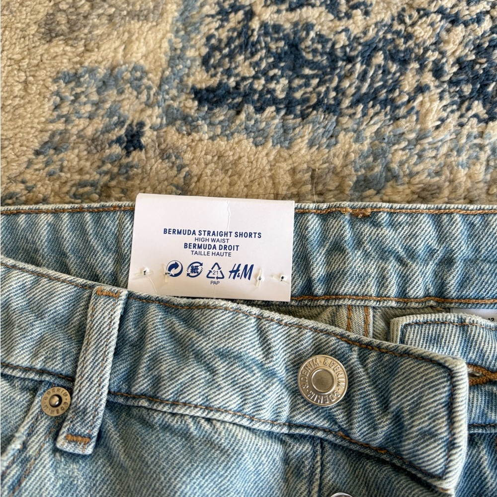 H&M Light Blue Denim Bermuda Shorts high waisted